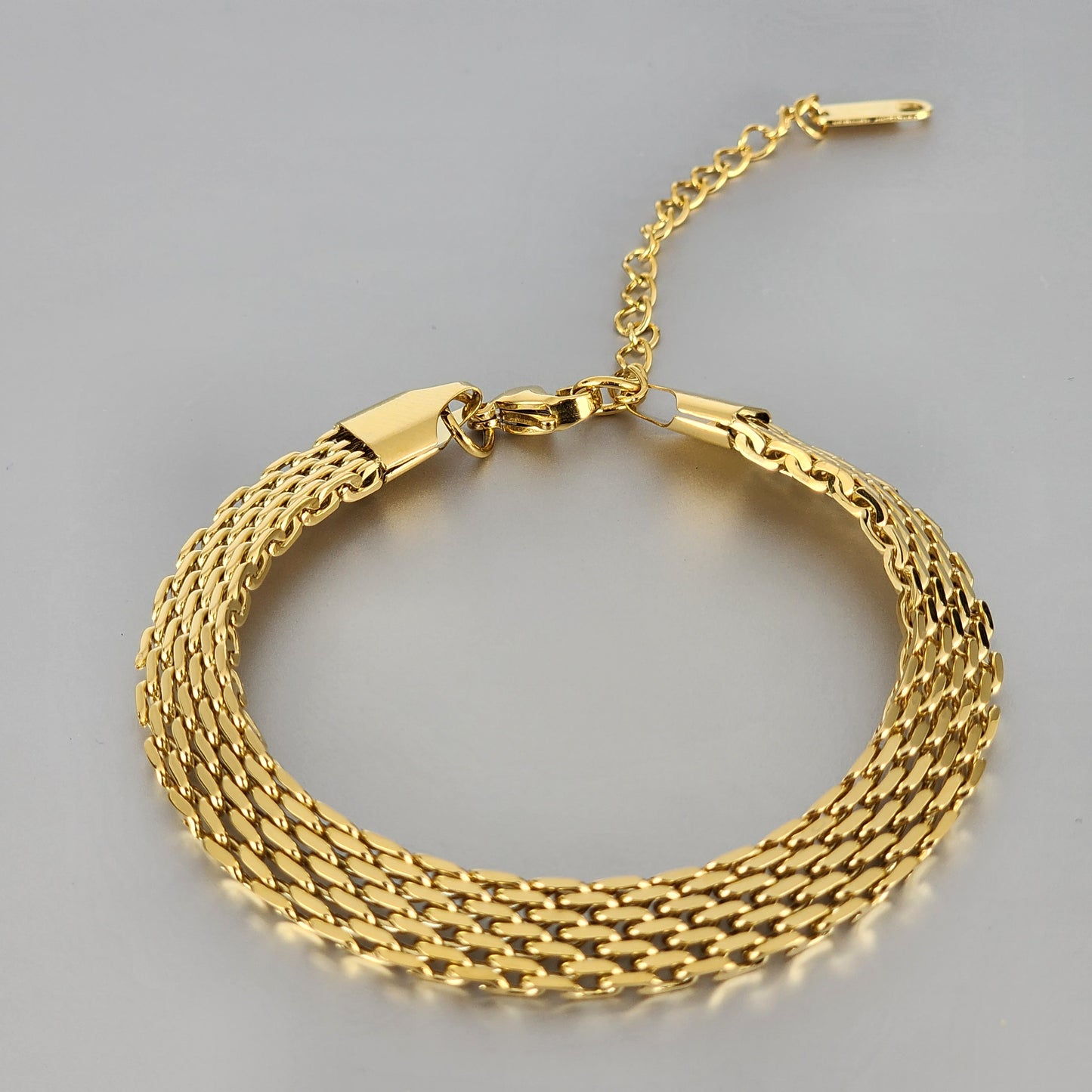 PULSERA CHINA DOBLE CARRIL 6mm GRUESA ORO 18K LAMINADO CABALLERO