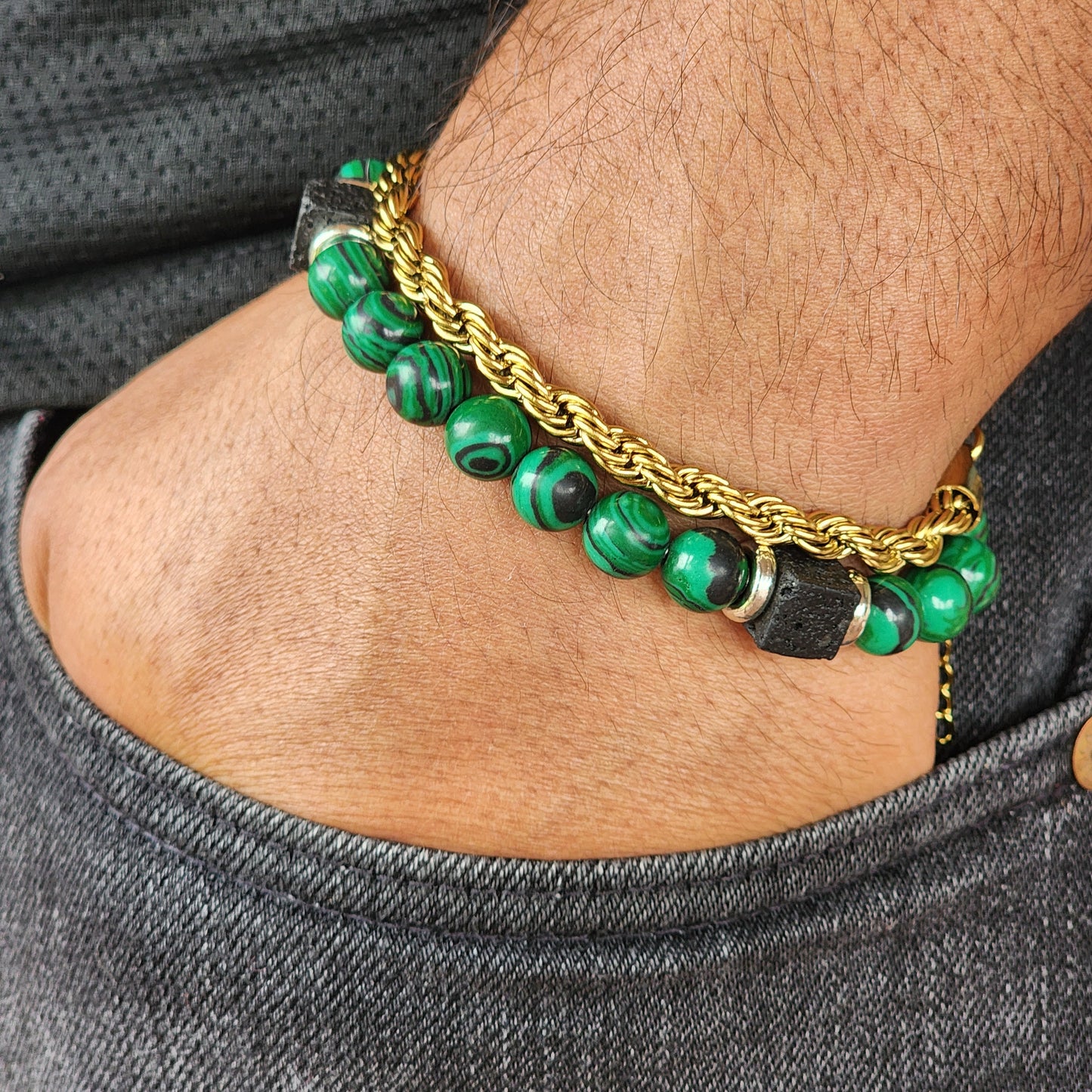 PULSERA LAZO 6mm GRUESA ORO 18K LAMINADO CABALLERO