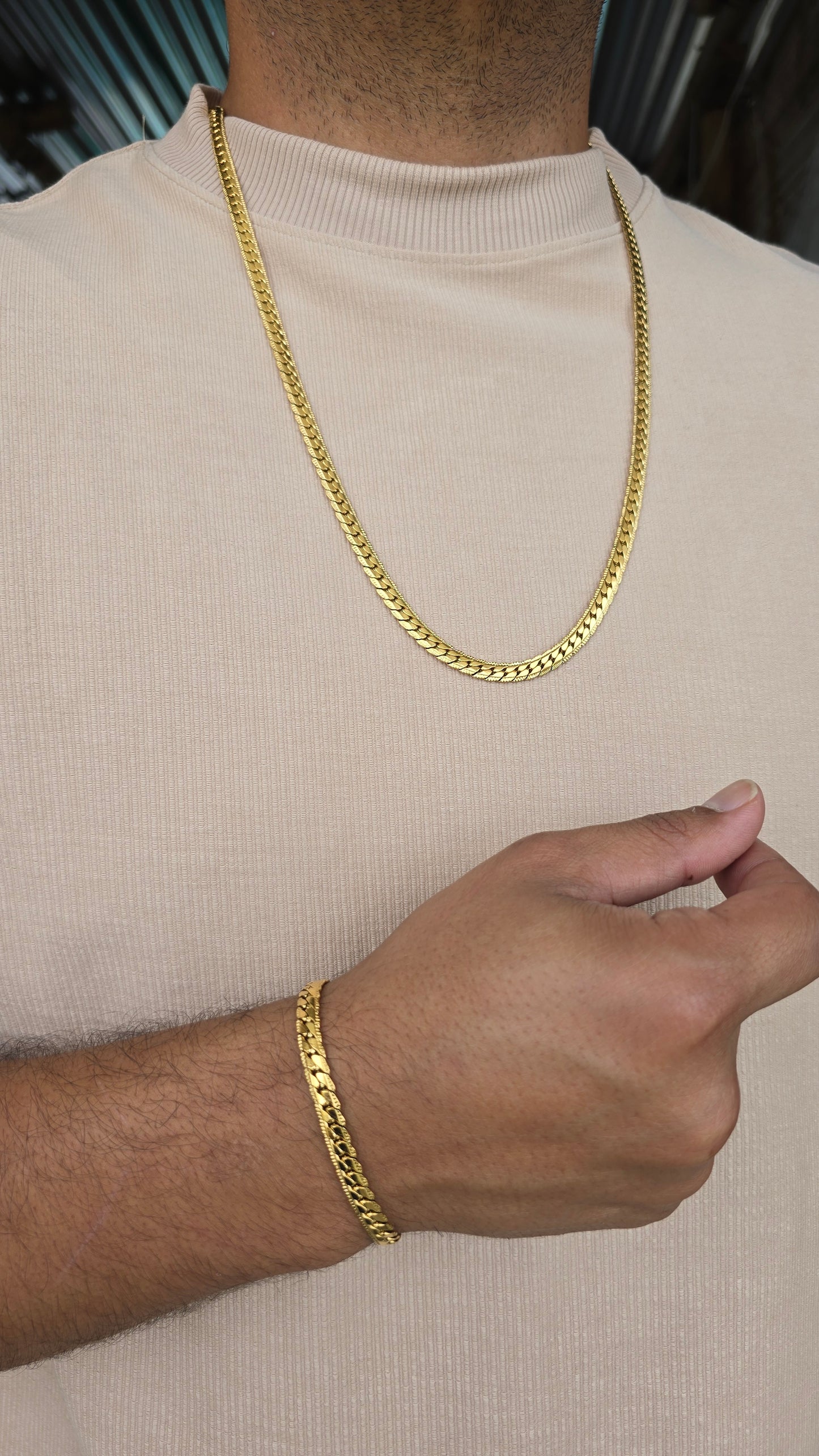 CADENA GRABADA 6mm - DIJE/ANILLO SORPRESA Oro 18k laminado