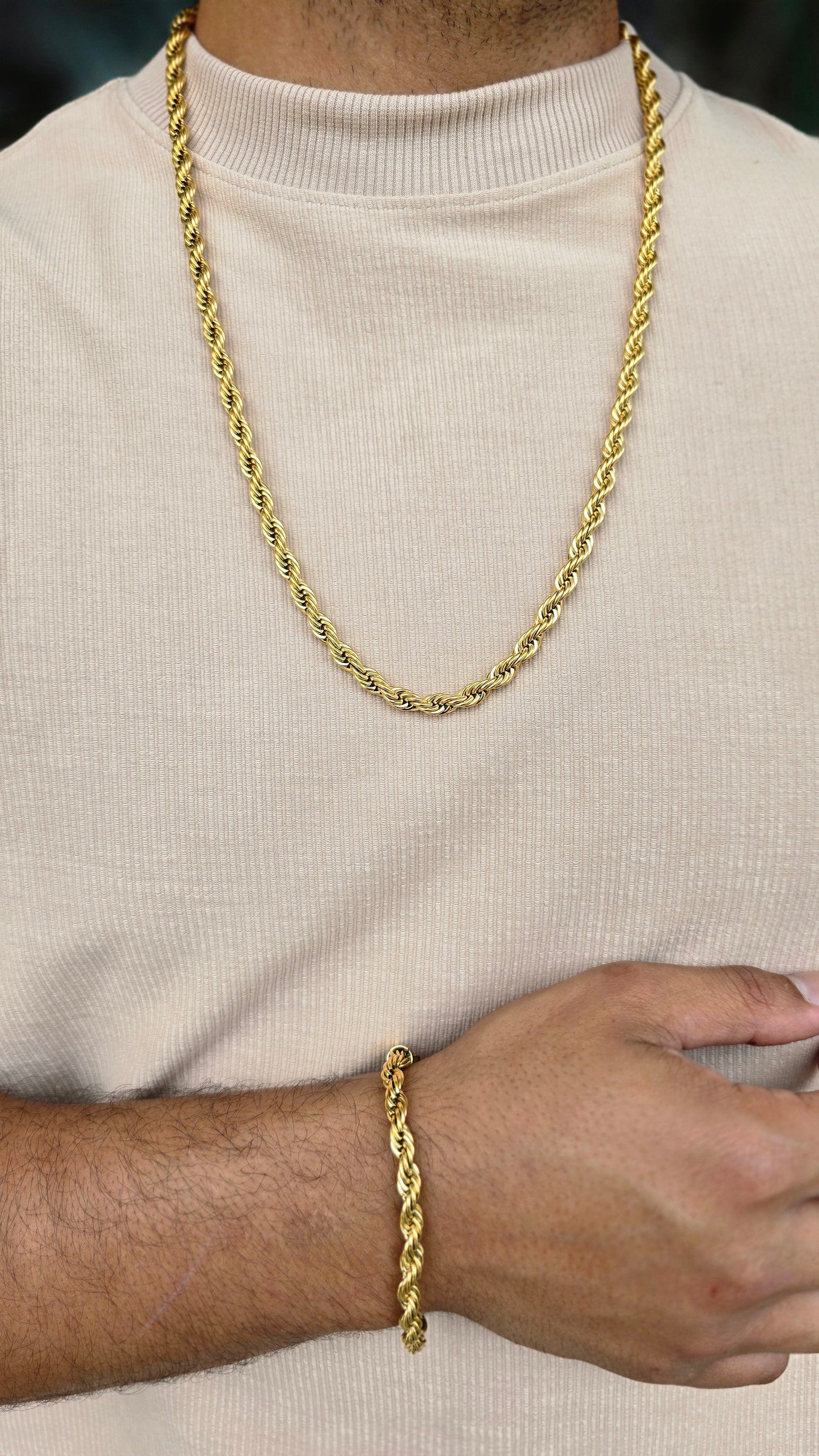 PULSERA LAZO 6mm GRUESA ORO 18K LAMINADO CABALLERO