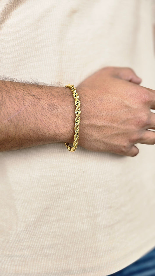 PULSERA LAZO 6mm GRUESA ORO 18K LAMINADO CABALLERO