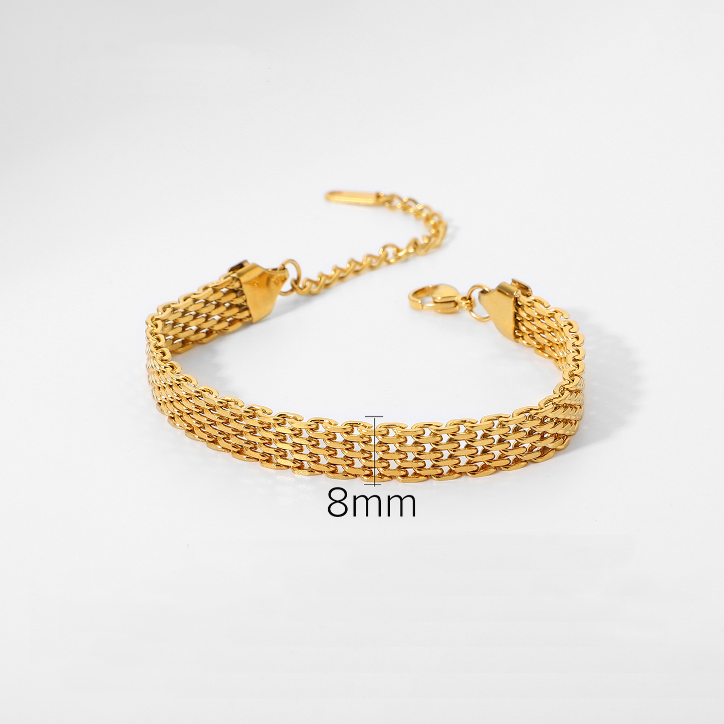 PULSERA CHINA DOBLE CARRIL 6mm GRUESA ORO 18K LAMINADO CABALLERO
