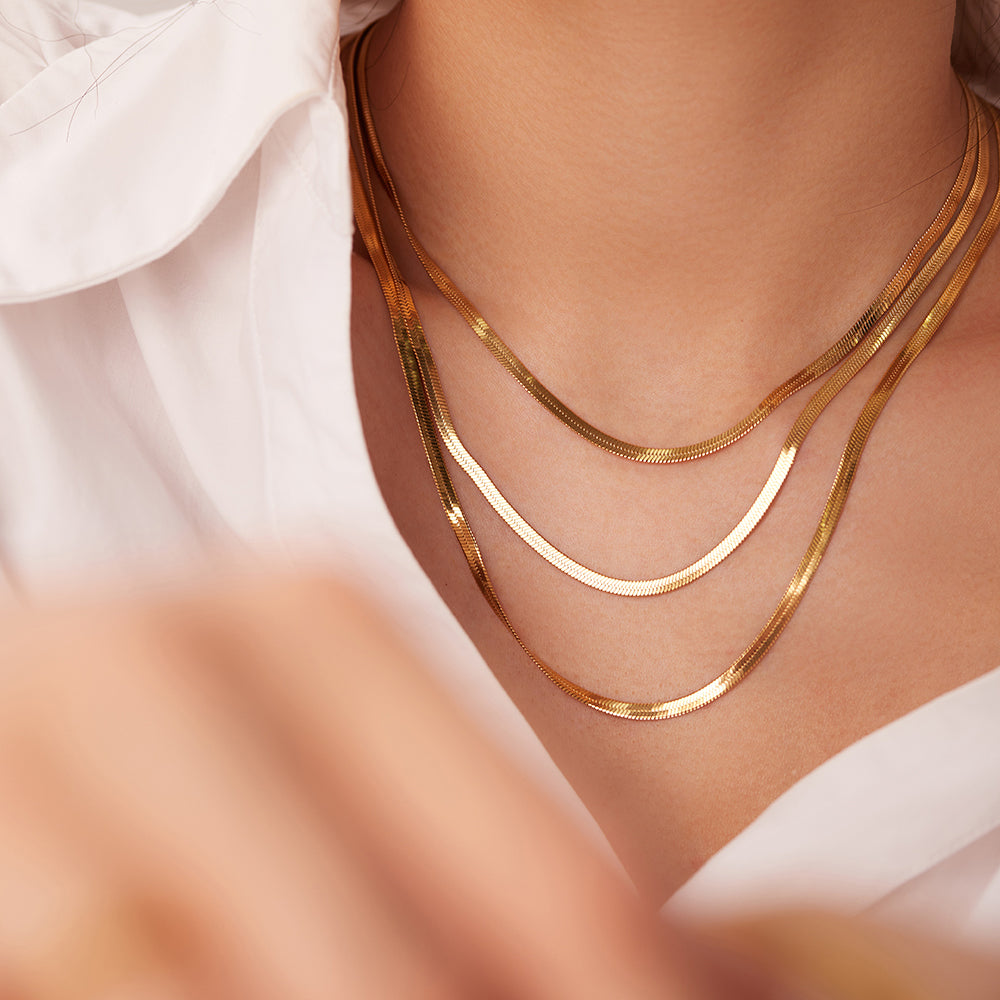Cadena TRIPLE tejido serpiente ORO 18K LAMINADO