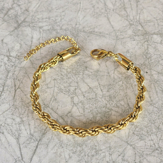 PULSERA / CADENA LAZO 5mm GRUESA ORO 18K LAMINADO CABALLERO