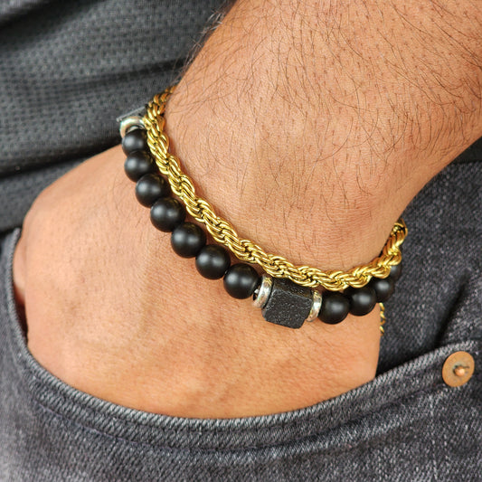 PULSERA LAZO 6mm GRUESA ORO 18K LAMINADO CABALLERO
