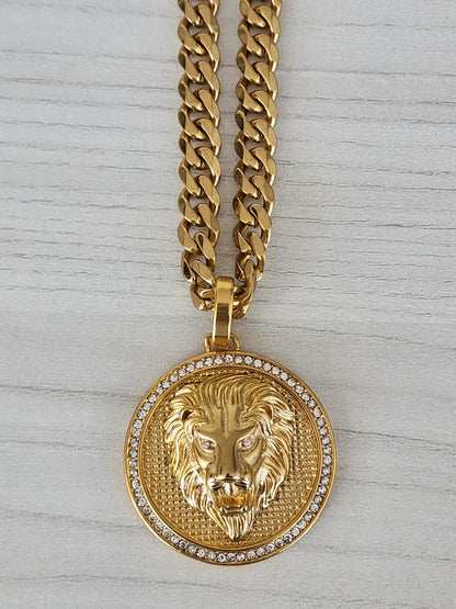 SET LEONES/BRIOSO TEJIDO CUBANO + CIRCONES AAA ORO 18K LAMINADO