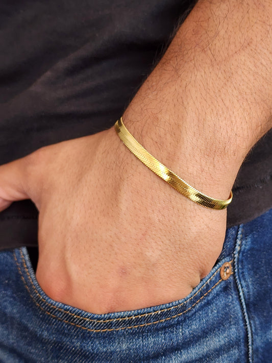 PULSERA EGIPCIA 6mm GRUESA ORO 18K LAMINADO CABALLERO