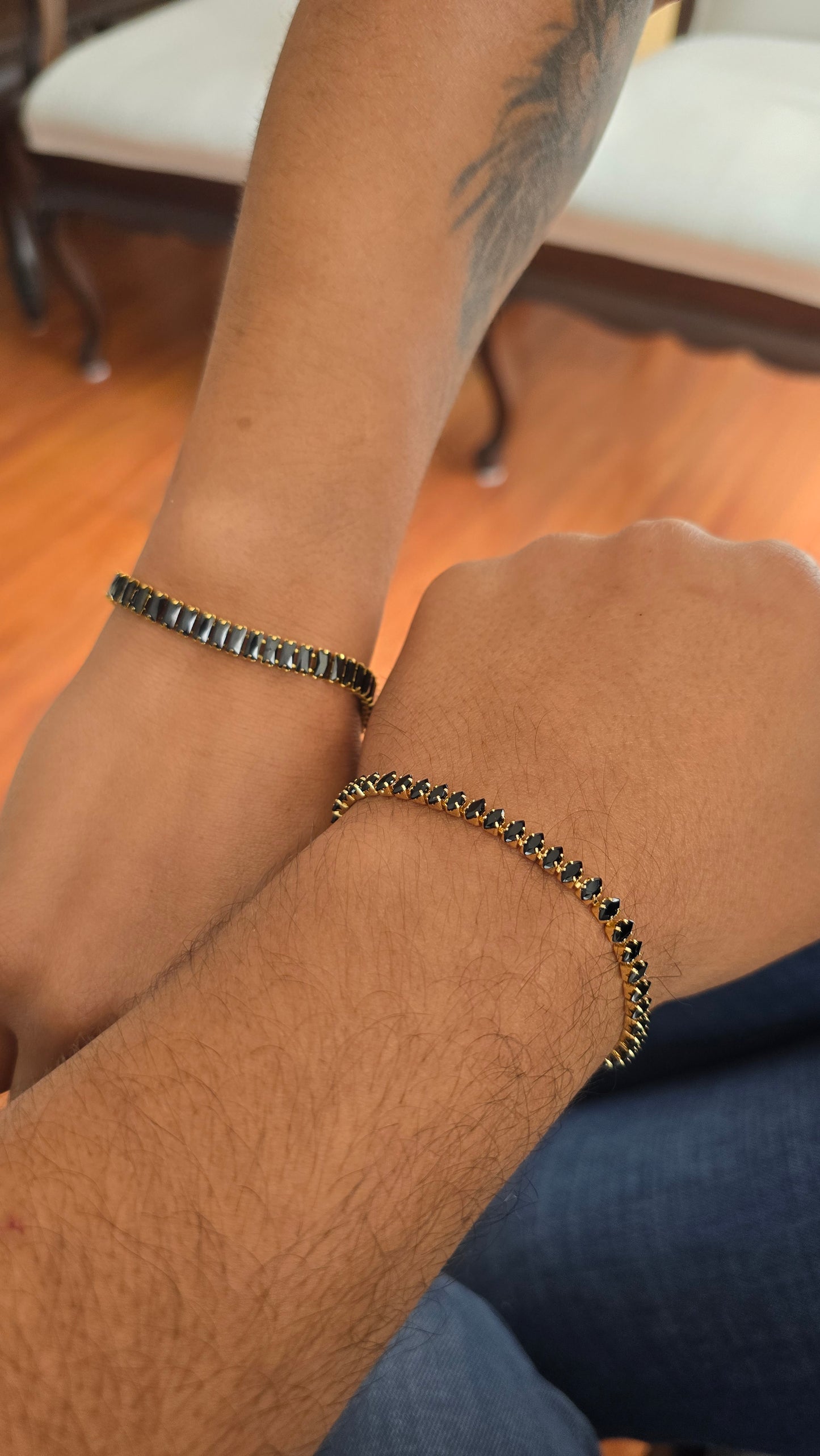 COMBO TENIS PAREJA ALL BLACK ORO 18K LAMINADO