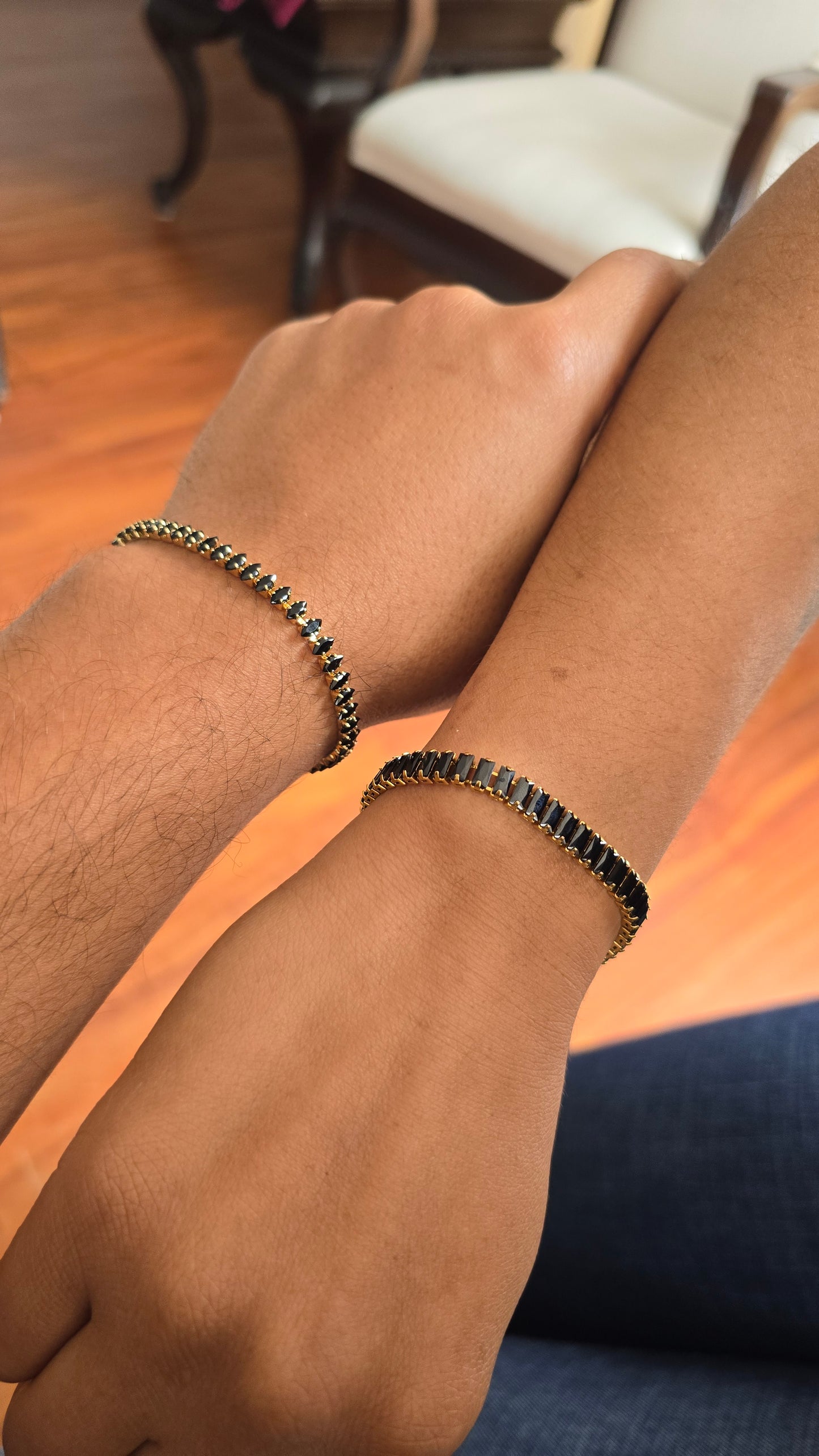 COMBO TENIS PAREJA ALL BLACK ORO 18K LAMINADO