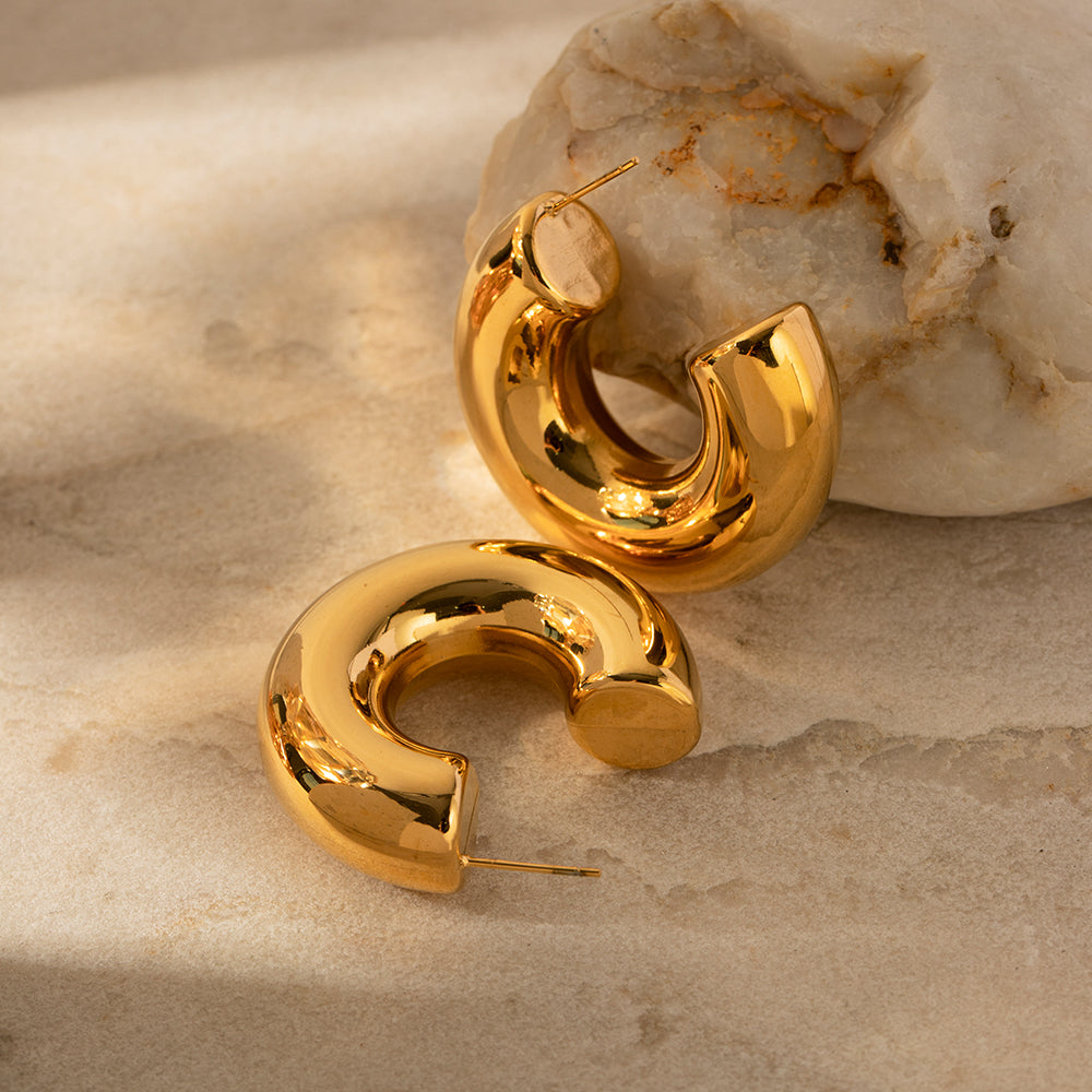 Aretes Chunky Hoops ORO 18K Laminado