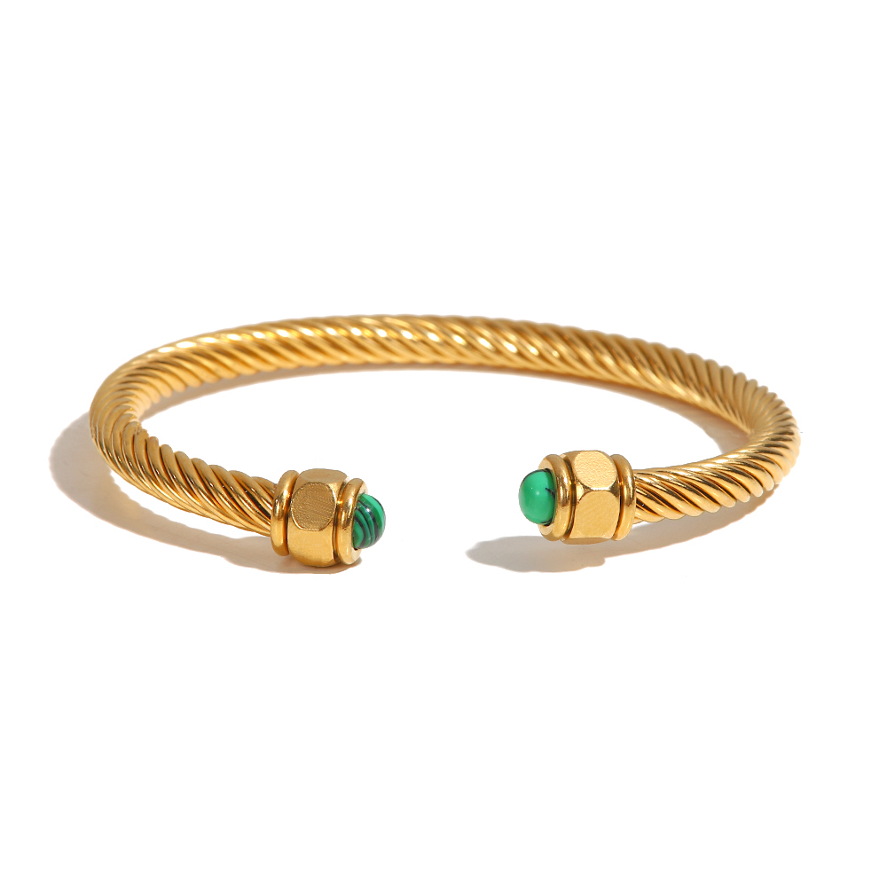 Brazalete Cordón doble punta ORO 18K LAMINADO VERDE