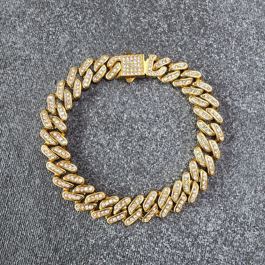 PULSERA CUBANA 9mm ICED ORO 18K LAMINADO