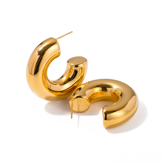 Aretes Chunky Hoops ORO 18K Laminado