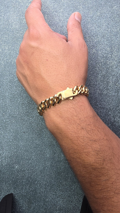PULSERA CUBANA 9mm ICED ORO 18K LAMINADO