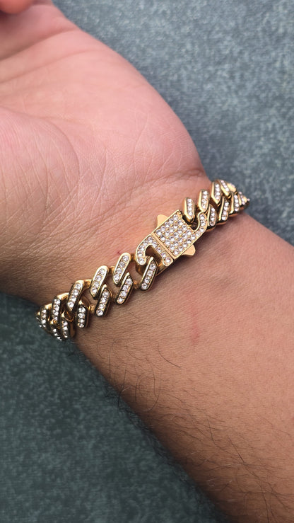 PULSERA CUBANA 9mm ICED ORO 18K LAMINADO