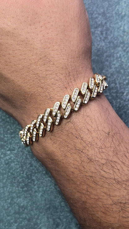 PULSERA CUBANA 9mm ICED ORO 18K LAMINADO