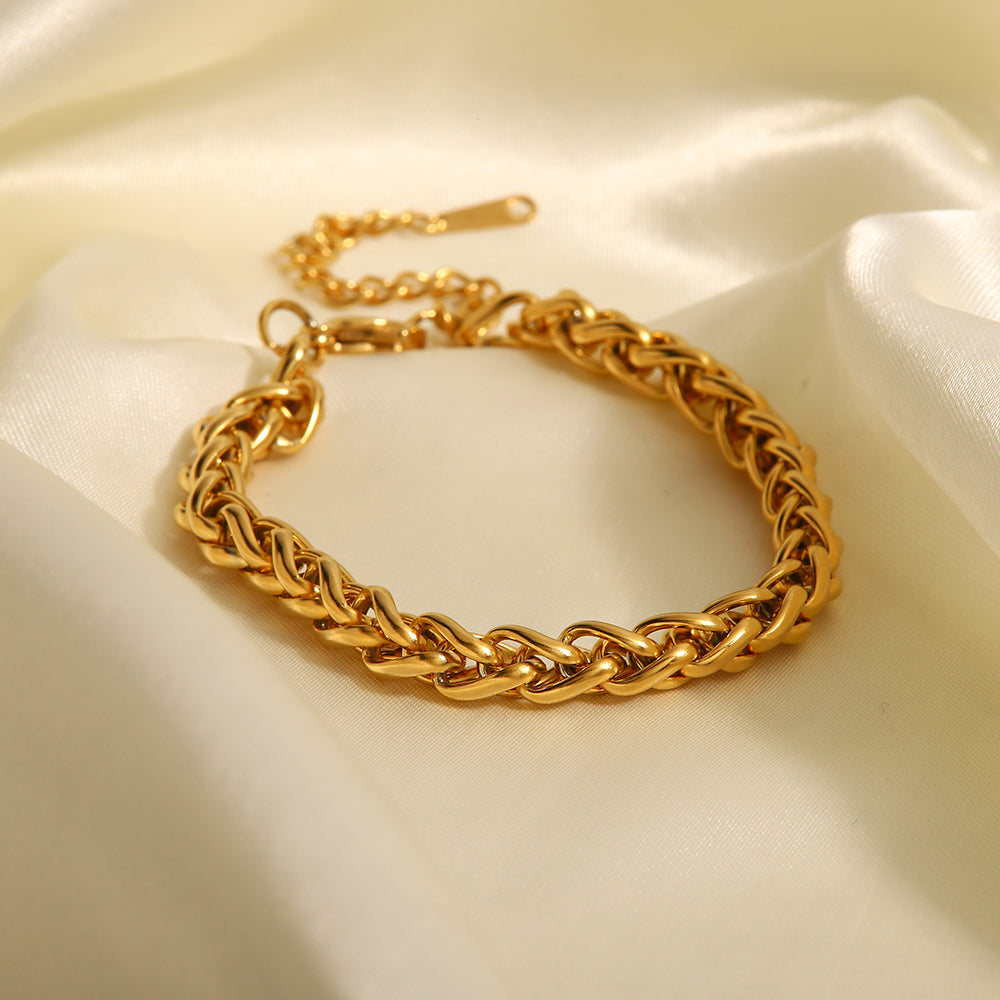 Brazalete tejido trigo ORO 18K LAMINADO