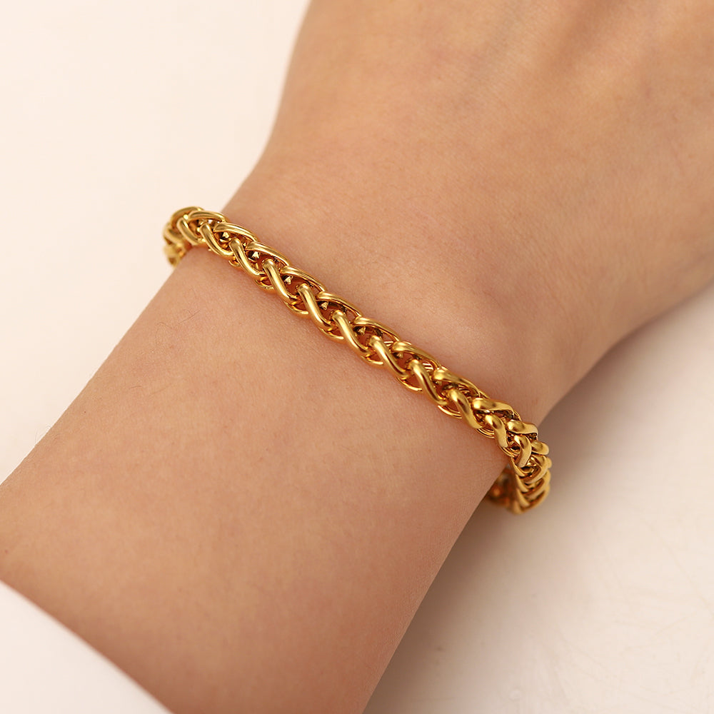 Brazalete tejido trigo ORO 18K LAMINADO