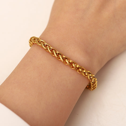 Brazalete tejido trigo ORO 18K LAMINADO