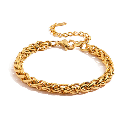 Dupla EL Y ELLA Brazalete tejido trigo ORO 18K LAMINADO