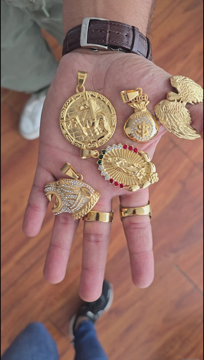 CADENA GRABADA 6mm - DIJE/ANILLO SORPRESA Oro 18k laminado