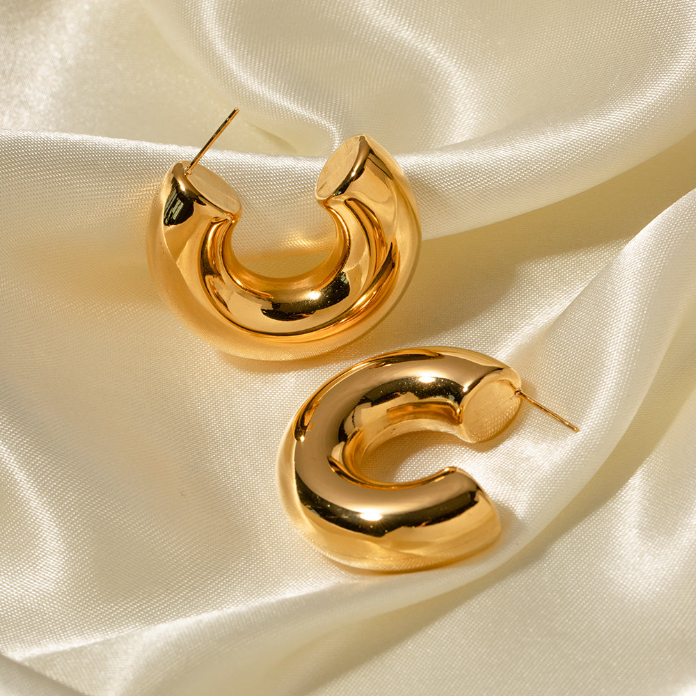 Aretes Chunky Hoops ORO 18K Laminado